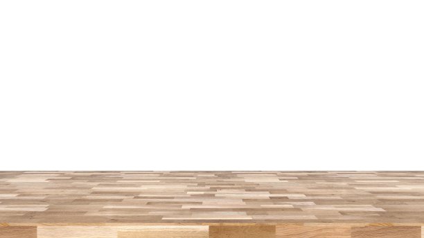 一个纯白色背景的木地板的3D插图。图片下载