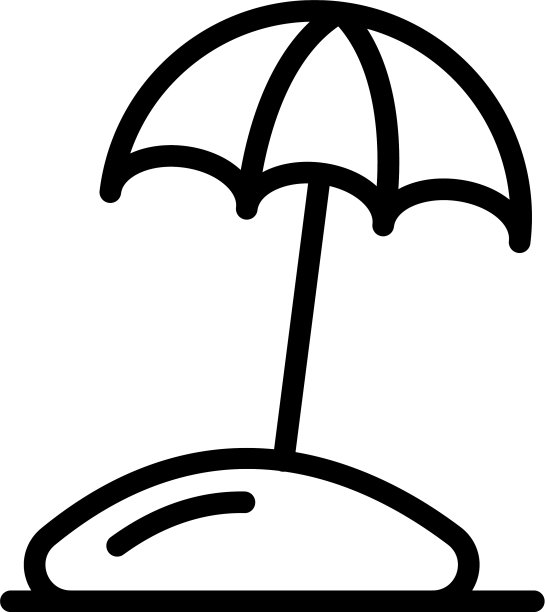 海滩伞图标轮廓风格图片下载