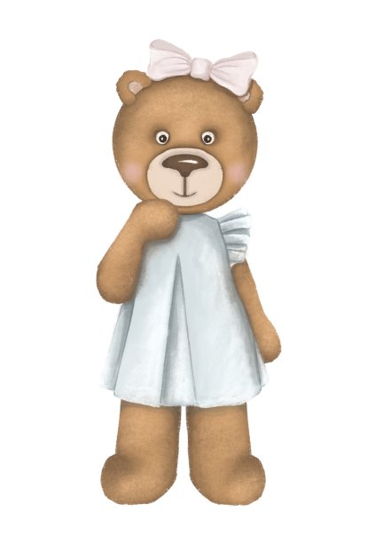 可爱的泰迪熊娃娃在白色的平面背景上图片下载