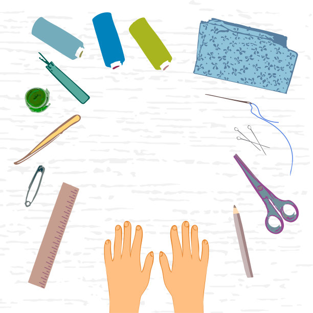 缝纫概念工作坊。在家里工作。图片下载