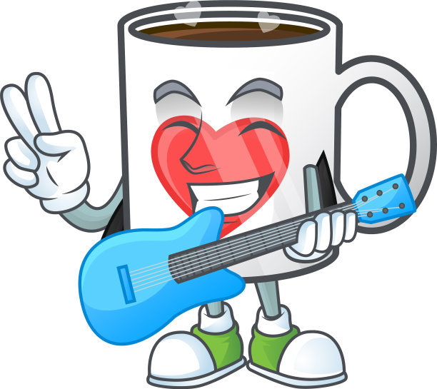 吉祥物杯咖啡爱与表演图片下载
