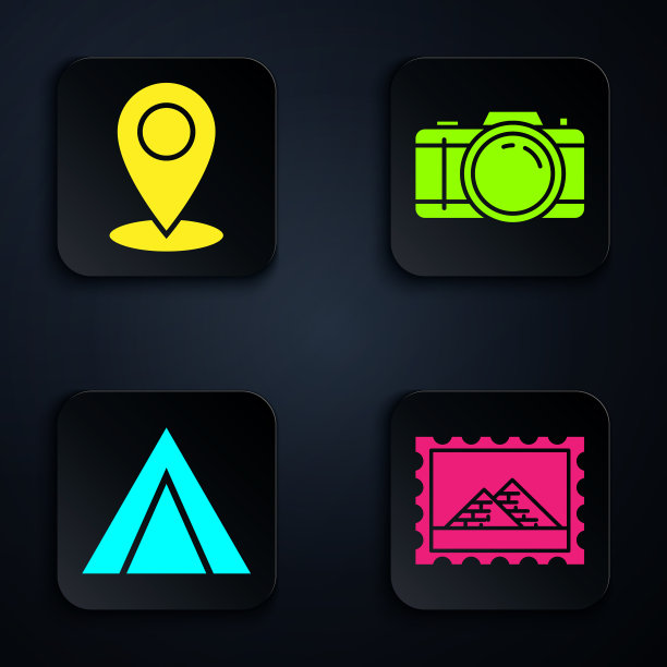 套邮票及埃及金字塔图钉图片下载