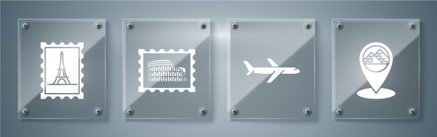 设置地图指针与埃及金字塔飞机邮政图片下载