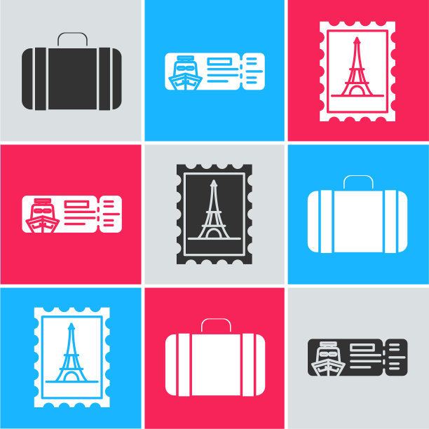 套装旅行箱为游船票图片下载