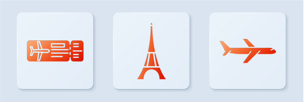 把埃菲尔铁塔的机票和飞机都设为白色图片下载