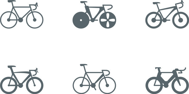 孤立的轮廓自行车图标集设计图片下载
