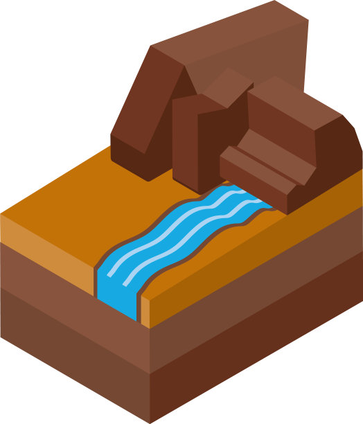 孤立的等距沙漠和河流设计图片下载