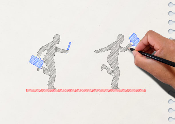 一个商人的剪影递过一个在速写本上画的指挥棒图片下载