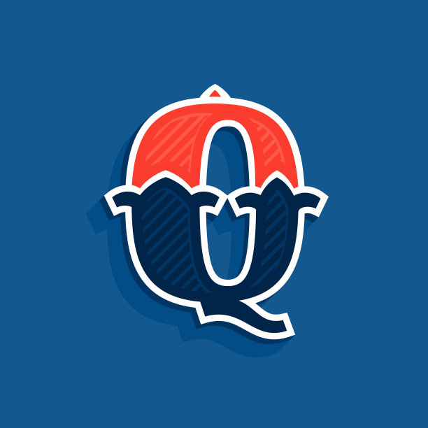 Q字母标志在经典运动队风格图片下载