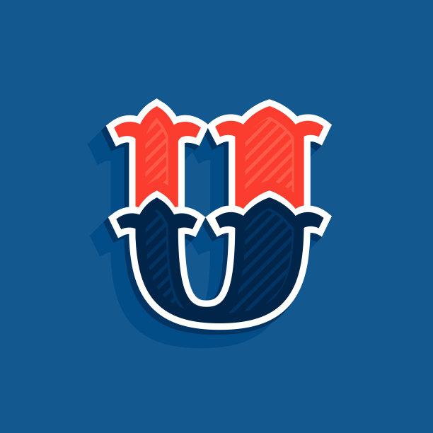 U字母标志在经典运动队风格图片下载