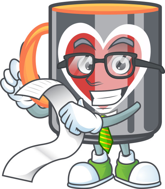 一个有趣的卡通人物马克杯爱情与菜单图片下载