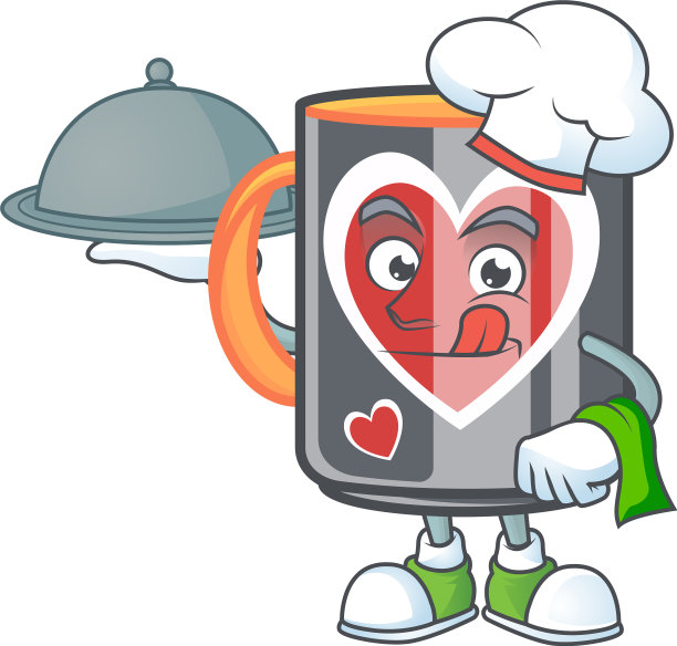 卡通设计马克杯爱作为一个厨师有食物图片下载