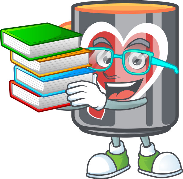 酷和聪明的学生马克杯爱吉祥物卡通图片下载