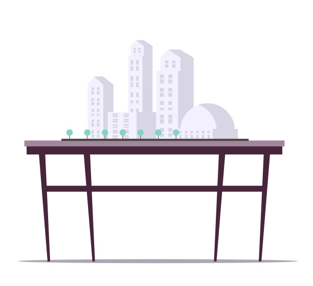 建筑模型竖立在高处图片下载