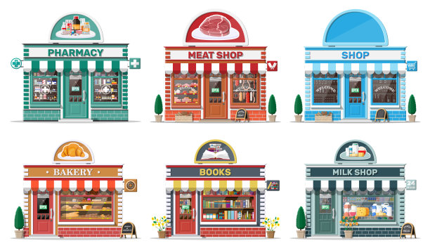 设置详细的城市商店建筑图片下载