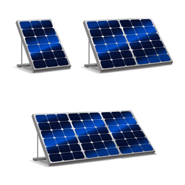 真实详细的3d太阳能电池板与阴影设置图片下载