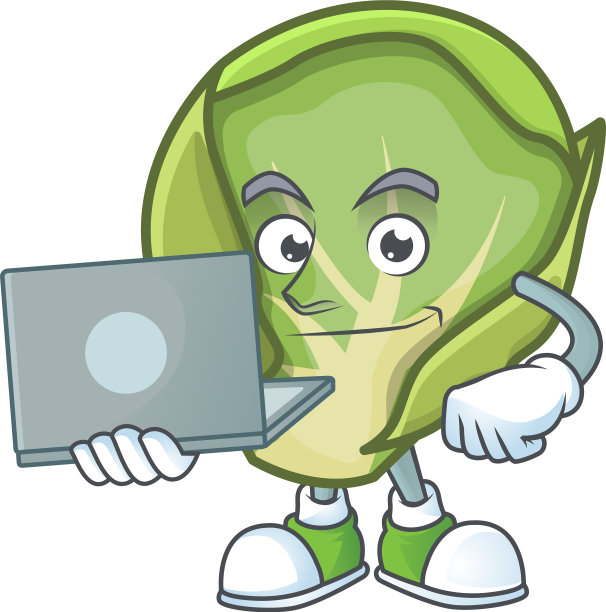 聪明的布鲁塞尔豆芽卡通人物工作图片下载