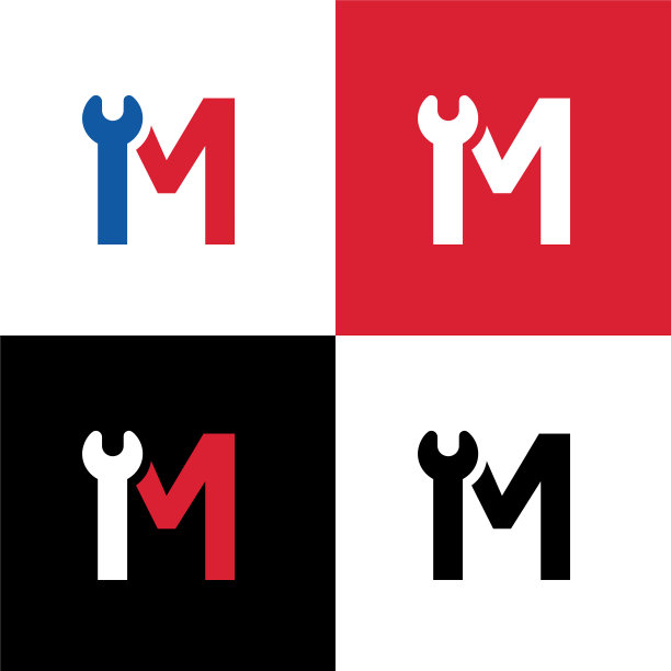 首字母m和锤形标志模板修复图片下载
