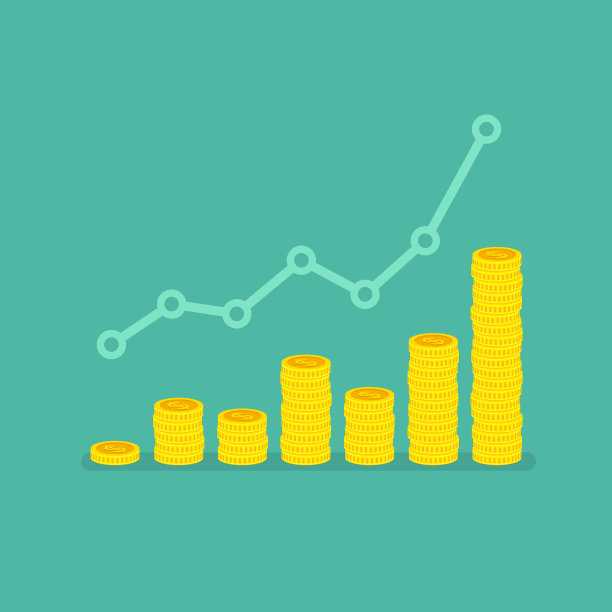 非线性增长图与堆栈硬币图片下载