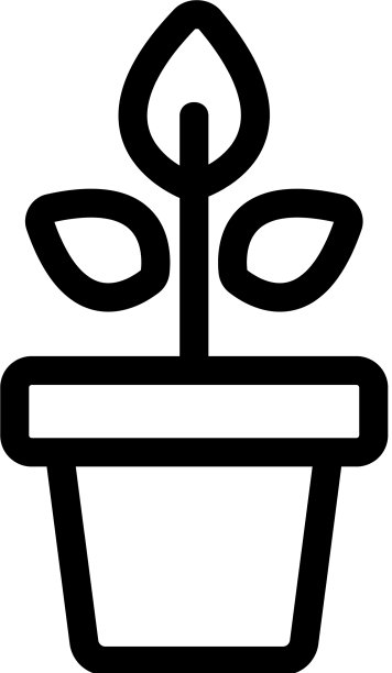 花在花盆图标孤立的轮廓图片下载