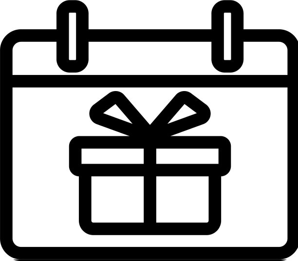 日历和礼品图标隔离轮廓图片下载