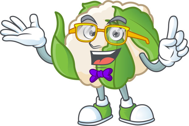 超级可爱的极客花椰菜卡通人物图片下载