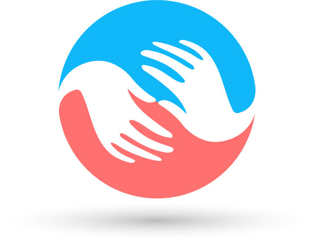 孤立的蓝色和粉红色圆形标志全球图片下载