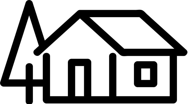 房子在树林图标孤立的轮廓图片下载