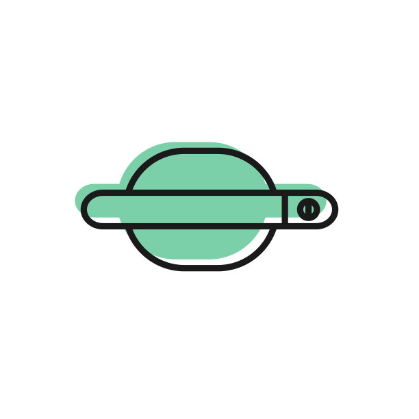 黑线车车门把手图标上隔离白色图片下载