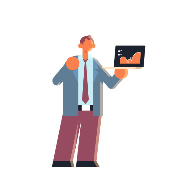 商人拿着笔记本电脑和财务图表图片下载