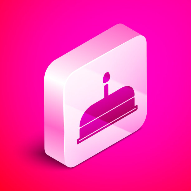 等距蛋糕与燃烧的蜡烛图标孤立图片下载