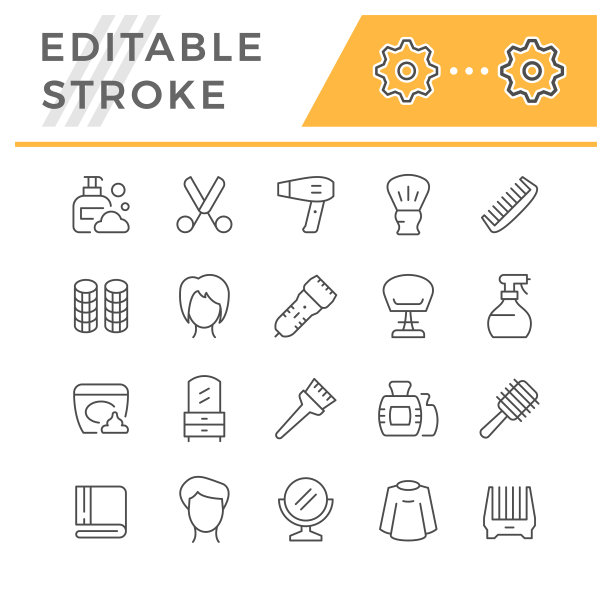 设定线条图标理发图片下载