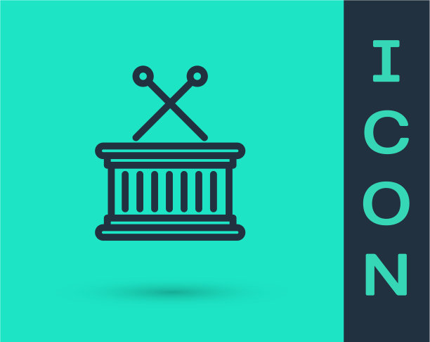 黑线乐器鼓和鼓棒图片下载