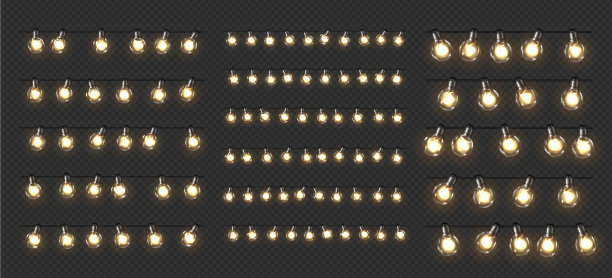 圣诞灯闪烁着圣诞花环的灯泡图片下载