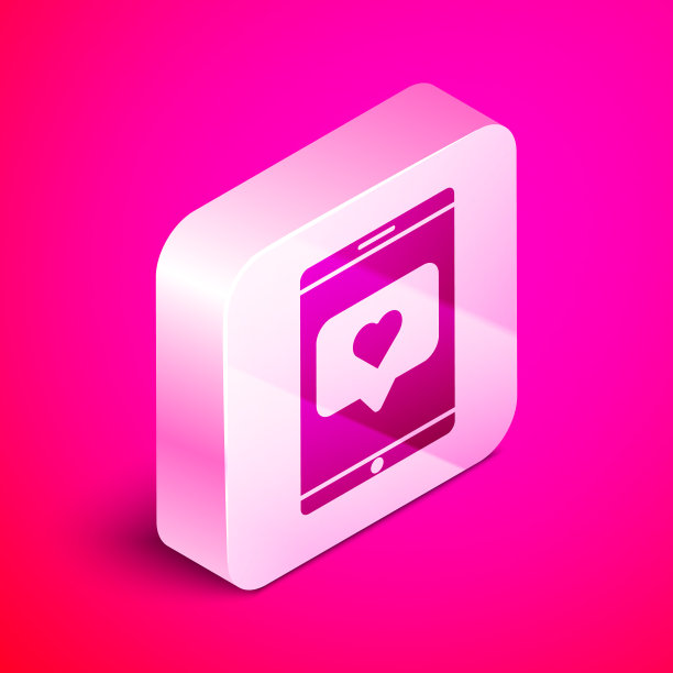 等距手机和喜欢的心形图标图片下载