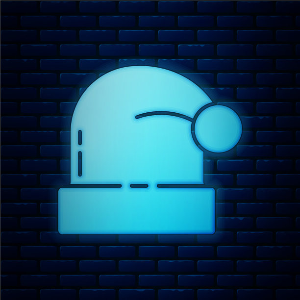 发光的霓虹灯圣诞老人帽子图标图片下载