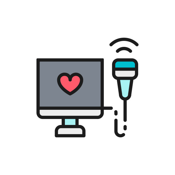 超声心动图心脏超声彩线图标图片下载