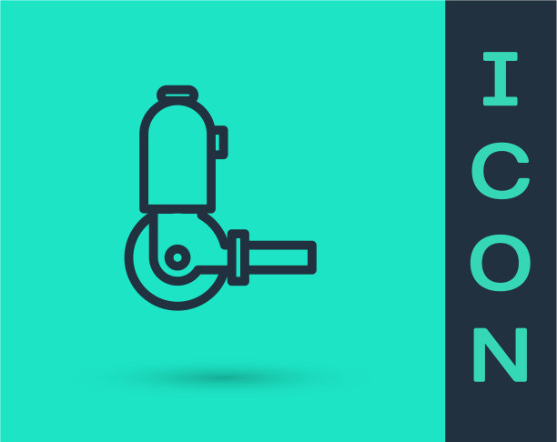 黑线角磨床图标孤立在绿色上图片下载