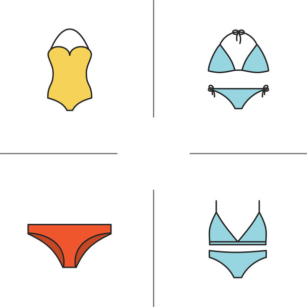 女性内衣颜色图标集图片下载