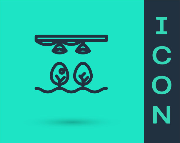 有灯泡和植物的黑线智能农场图片下载