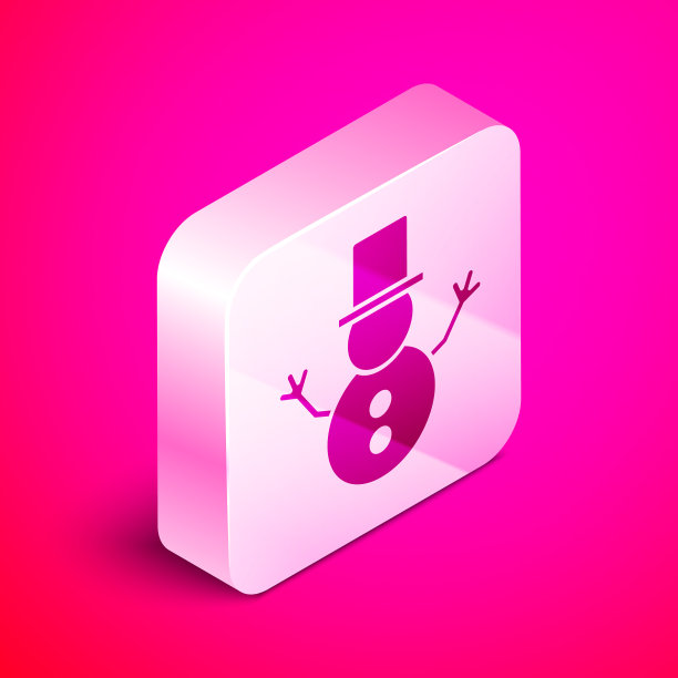 等距圣诞雪人图标孤立在粉红色图片下载