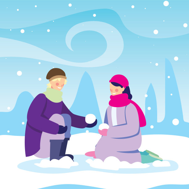 在风景中穿着冬衣的情侣图片下载