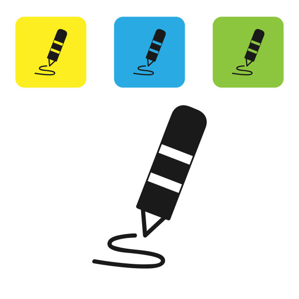 黑色蜡笔绘制图标孤立图片下载