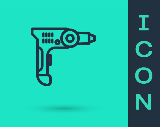 黑线电钻机图标隔离上图片下载