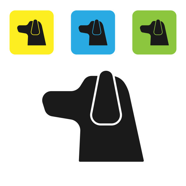 黑狗图标孤立在白色背景设置图片下载