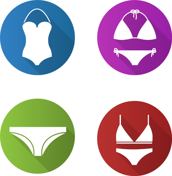 女性内衣平面设计长阴影图标集图片下载