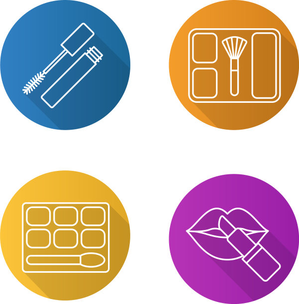 女性化妆品平线性长阴影图标集图片下载