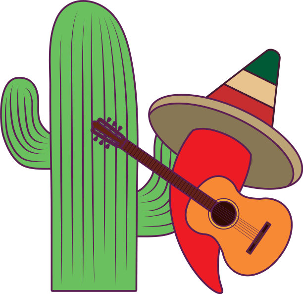 孤立的墨西哥仙人掌和辣椒设计图片下载