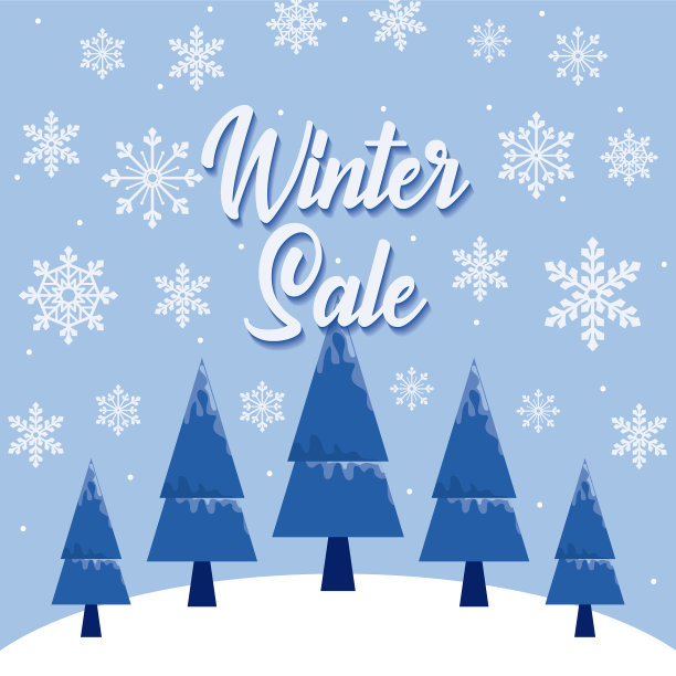 有雪花和松树的冬季大减价图片下载