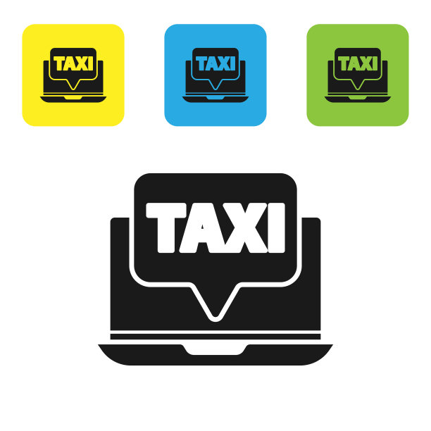 黑色笔记本叫出租车服务图标隔离图片下载